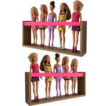 2 Prateleiras para Bonecas Barbie Bonecos Heróis Nicho Expositor Decorativo de Quarto Infantil de Menina Suporte Organizador de Brinquedos MDF 55cm 2 Prateleiras para Bonecas Barbie Bonecos Heróis Nicho Expositor Decorativo de Quarto Infantil de Menina Suporte Organizador de Brinquedos MDF 55cm