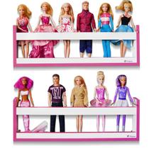 2 Prateleiras para bonecas Barbie/Ken/Susi na cor Rosa