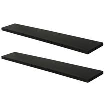 2 Prateleiras Preta Em Mdf 120X20 Com Suporte Fixação