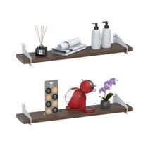 2 Prateleiras Suspensa Estilo Industrial Madeira 50cm UN B