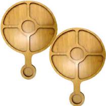 2 Prato Madeira Retangular Cozinha Tábua Bandeja Servir 34cm