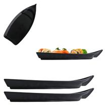 2 Pratos Barco Travessa Melamina Comida Japonesa Sushi 26cm