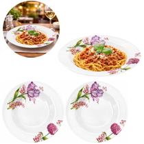 2 Pratos de Melamina 22,7cm para Casa Restaurante Branco Floral