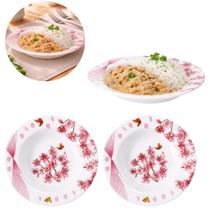 2 Pratos Melamina 20,5 cm Mesa Posta Branco Floral 2 Pratos Melamina 20,5 cm Mesa Posta Branco Floral