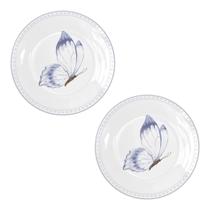 2 Pratos Melamina 23cm Borboleta Lindo Café Da Manhã A Dois