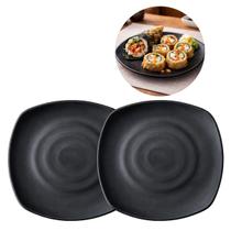 2 Pratos Melamina Quadrado Preto Oriental Restaurante Hotel 22,5cm
