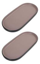 2 Pratos Oval Dual Color Nude 26cm 100% Melamina Gourmet Mix