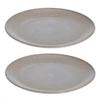2 Pratos Raso Redondo Cinza 20,5cm Para Lanches Sustentável
