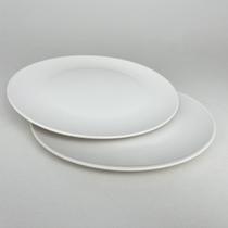 2 Pratos Rasos 2ª Linha Cerâmica de Refeição Branco Minimalista 27cm