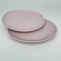 2 Pratos Rasos em Cerâmica Rosa 26cm para Refeição - Luggari