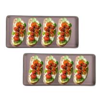 2 Pratos Retangulares Nude 25cm 100% Melamina Gourmet Mix