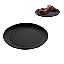 2 Pratos Sobremesa Raso Melamina Oriental Toquio Preto 18cm