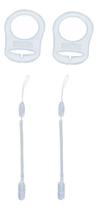 2 Prendedor Chupeta Bico + 2 Anel Adaptador C 2 Transparente