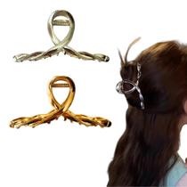 2 Prendedor De Cabelo Piranha Presilha Clássica Costura Metal Luxo
