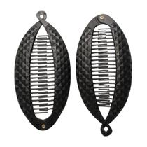 2 Presilha De Cabelo Preta Estilo Banana detalhe alto relevo 2 Presilha De Cabelo Preta Estilo Banana detalhe alto relevo