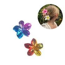 2 Presilha Piranha Cabelo Flor Prendedo Penteado Praia Verão