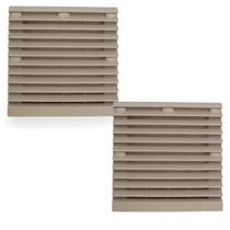 2 Protetores Plástico Ventilador Com Filtro 150mm Cinza