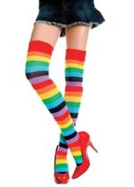 2 prs Meia 5/8 LISTRADA arco iris cosplay n34a41 meião colorida