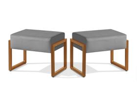 2 Puf Puff Base Retangular p/ Sala Decorativo Moderno Cinza/Cobre