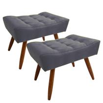 2 Puff Requinte pés Palito retangular Suede Cinza - Sofá na Web 2 Puff Requinte pés Palito retangular Suede Cinza - Sofá na Web