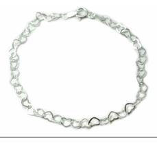2 Pulseira Feminina Prata Legitima 925 Elo Coração 2 Pulseira Feminina Prata Legitima 925 Elo Coração