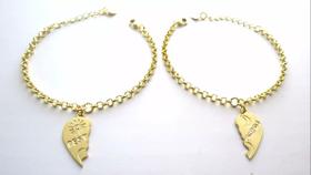 2 Pulseiras Amizade Best Friends Folheado a Ouro 18k