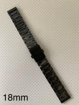 2 Pulseiras de Aço Preto Terminal Reto 18mm