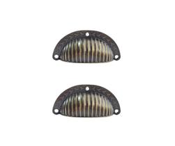 2 Puxador Concha Cor Ouro velho p/ Gaveta, Armário, Móveis