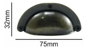 2 Puxador Móveis Concha Retrô Metal Peq Colonial Ouro Velho