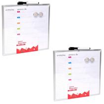 2 Quadro Magnético para Recados Semanal 29x29cm