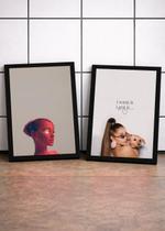 2 Quadros Ariana Fases Pop C/ Vidro e Moldura Preto Tam:A4 2 Quadros Ariana Fases Pop C/ Vidro e Moldura Preto Tam:A4