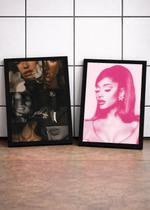 2 Quadros Ariana Just Like Magic C/ Vidro e Moldura Preto Tam:A4 2 Quadros Ariana Just Like Magic C/ Vidro e Moldura Preto Tam:A4