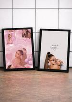 2 Quadros Ariana True Story C/ Vidro e Moldura Preto Tam:A4 2 Quadros Ariana True Story C/ Vidro e Moldura Preto Tam:A4