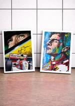 2 Quadros Ayrton Senna Corrida Com Vidro, Moldura Branca Tam:A4 2 Quadros Ayrton Senna Corrida Com Vidro, Moldura Branca Tam:A4