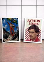 2 Quadros Ayrton Senna História C/ Vidro, Moldura Branca Tamanho:A4 2 Quadros Ayrton Senna História C/ Vidro, Moldura Branca Tamanho:A4