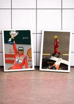 2 Quadros Ayrton Senna Ídolo Com Vidro, Moldura Branca Tam:A4 2 Quadros Ayrton Senna Ídolo Com Vidro, Moldura Branca Tam:A4