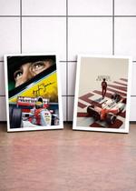 2 Quadros Ayrton Senna Legado Com Vidro, Moldura Branca Tam:A4 2 Quadros Ayrton Senna Legado Com Vidro, Moldura Branca Tam:A4