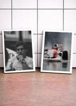 2 Quadros Ayrton Senna Monaco Com Vidro, Moldura Branca Tam:A4 2 Quadros Ayrton Senna Monaco Com Vidro, Moldura Branca Tam:A4