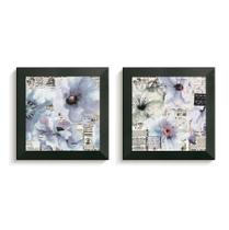 2 Quadros Decorativos Flores Paris Moldura Caixa Alta Vidro