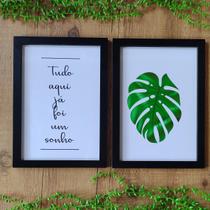 2 Quadros Decorativos Tudo aqui já foi sonho Sala Quarto MDF