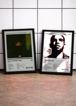 2 Quadros Drake Dark L+Thank C/ Vidro, Moldura Preta Tam:A4 2 Quadros Drake Dark L+Thank C/ Vidro, Moldura Preta Tam:A4