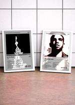 2 Quadros Drake So Far+Thank C/ Vidro, Moldura Branca Tam:A4 2 Quadros Drake So Far+Thank C/ Vidro, Moldura Branca Tam:A4