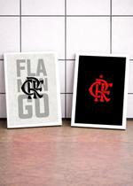 2 Quadros Flamengo Honra Com Vidro, Moldura Branca Tam:A4 2 Quadros Flamengo Honra Com Vidro, Moldura Branca Tam:A4
