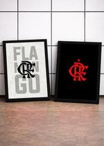 2 Quadros Flamengo Honra Com Vidro, Moldura Preto Tam:A4 2 Quadros Flamengo Honra Com Vidro, Moldura Preto Tam:A4