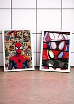 2 Quadros Homem Aranha Teia Noir C/ Vidro e Moldura Branca Tam:A4 2 Quadros Homem Aranha Teia Noir C/ Vidro e Moldura Branca Tam:A4