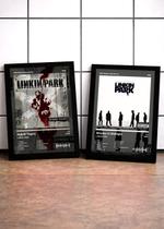 2 Quadros LINKIN PARK+Minutes C/ Vidro, Moldura Preta Tam:A4
