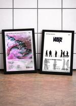 2 Quadros LINKIN PARK+Minutes C/ Vidro, Moldura Preta Tam:A4