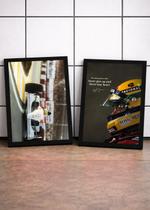 2 Quadros Senna Alta Velocidade C/ Vidro e Moldura Preto Tam:A4