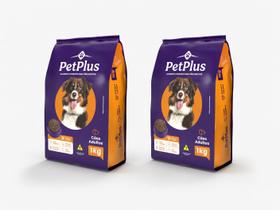 2 Ração Para Cães Adultos Petplus Original Sabor Carne e Cereais 1kg