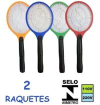 2 Raquetes Elétrica Recarregável Bivolt Mata Mosquito Inseto - Max